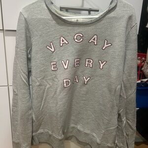 Sundry distressed Heather Gray Sweatshirt size 3 with Vacay Every Day lettering